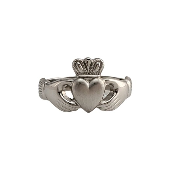 Vintage 14K White Gold Claddagh Ring Size 5.25 - Picture 1 of 4